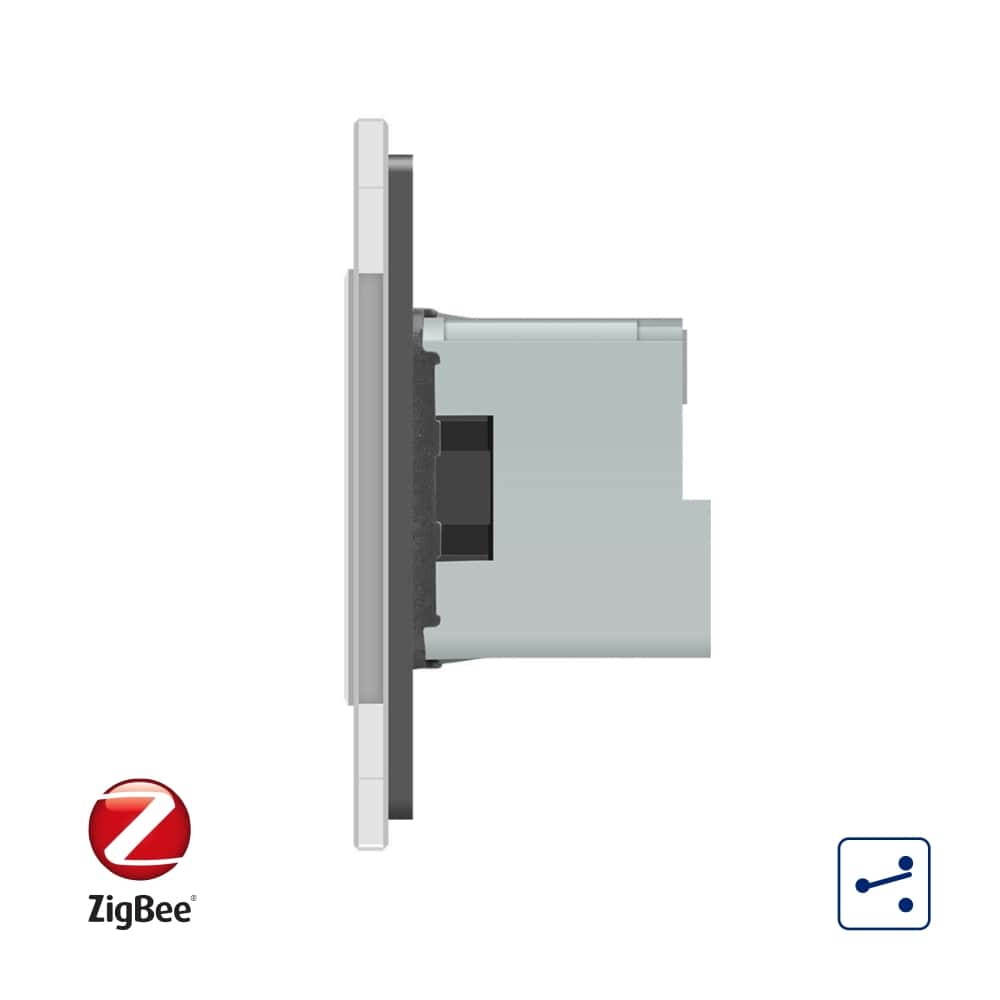 002-in1-15-2.jpg Intrerupator dublu cap scara / cap cruce, ZigBee + priza simpla Livolo ZigBee, rama din sticla, Control de pe telefon, gri, VL-C702SZ/C7-C1EUZ-15 - imagine 2