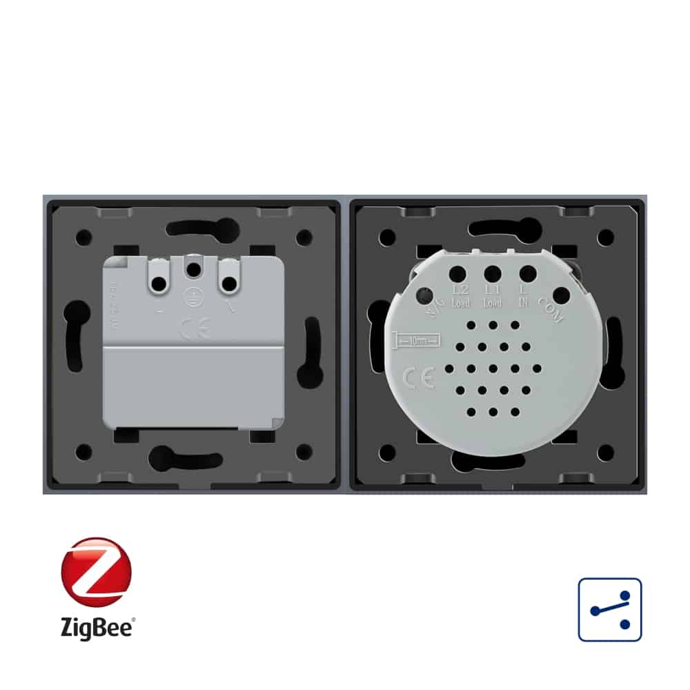 003-in1-14-3.jpg Intrerupator dublu cap scara / cap cruce, ZigBee + priza simpla Livolo ZigBee, rama din sticla, Control de pe telefon, negru, VL-C702SZ/C7-C1EUZ-12 - imagine 3