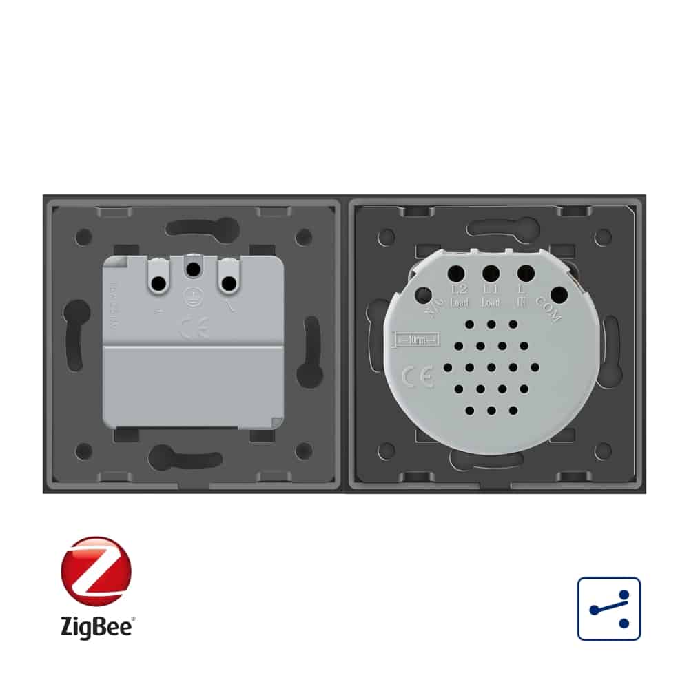 003-in1-15-2.jpg Intrerupator dublu cap scara / cap cruce, ZigBee + priza simpla Livolo ZigBee, rama din sticla, Control de pe telefon, gri, VL-C702SZ/C7-C1EUZ-15 - imagine 3