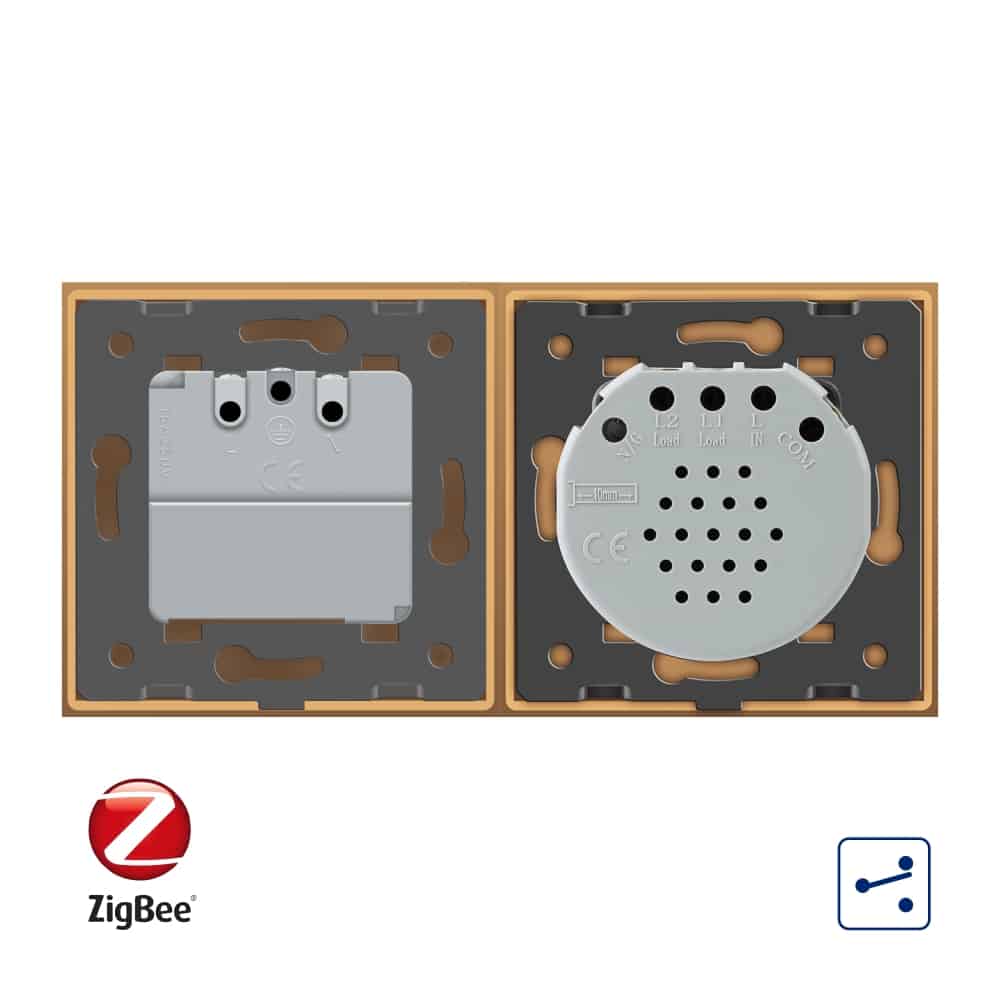 003-in1-16-2.jpg Intrerupator dublu cap scara / cap cruce, ZigBee + priza simpla Livolo ZigBee, rama din sticla, Control de pe telefon, auriu, VL-C702SZ/C7-C1EUZ-13 - imagine 3