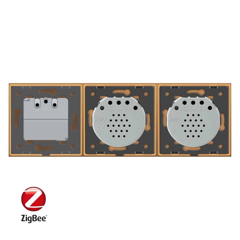 003-in1-2-6.jpg Intrerupator LIVOLO simplu+simplu ZigBee cu touch si priza din sticla ZigBee, Control de pe telefon, auriu, VL-C701Z/C701Z/C7-C1EUZ-13 - imagine 3