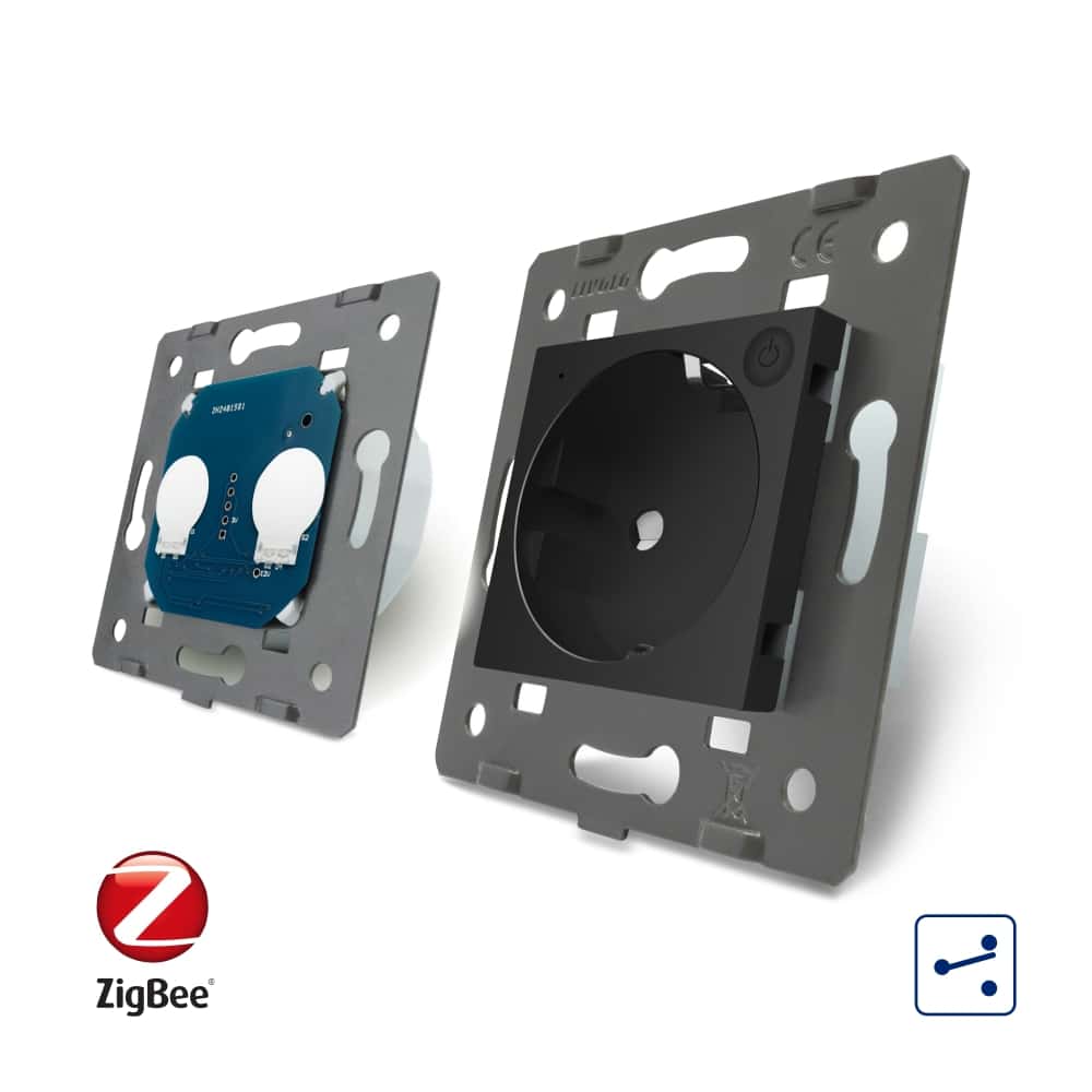 004-in1-14-3.jpg Intrerupator dublu cap scara / cap cruce, ZigBee + priza simpla Livolo ZigBee, rama din sticla, Control de pe telefon, negru, VL-C702SZ/C7-C1EUZ-12 - imagine 4