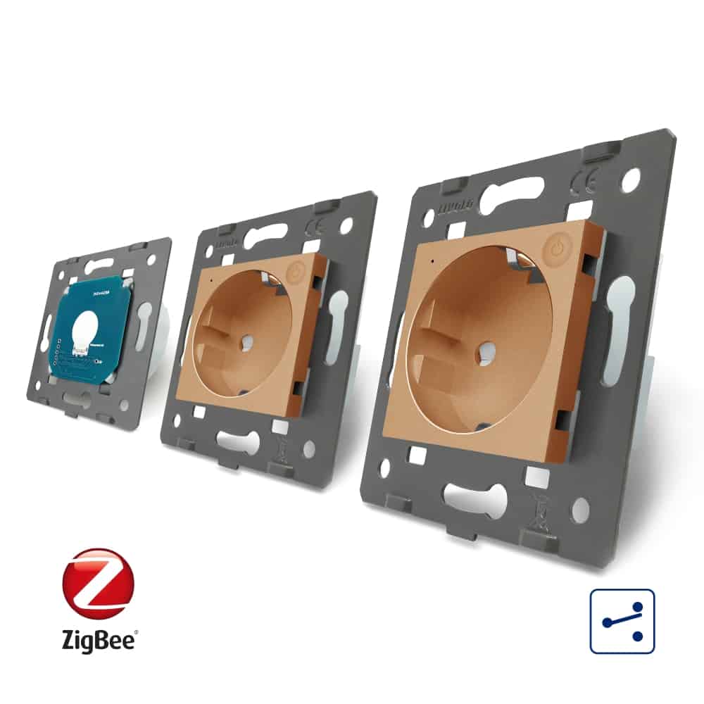 004-in1-23.jpg Intrerupator LIVOLO simplu ZigBee cap scara / cap cruce cu touch si 2 prize ZigBee din sticla, Control de pe telefon, auriu, VL-C701SZ/C7-C2EUZ-13 - imagine 4