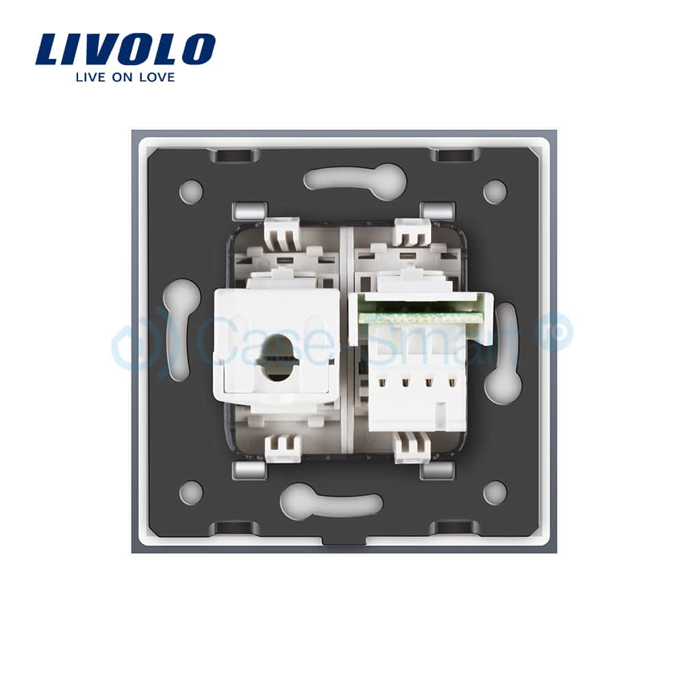 priza-dubla-telefon-internet-rama-alba-livolo-panou-spate.jpg Priza dubla Telefon + Priza internet Livolo cu rama din sticla, alb, VL-C791TC-11 - imagine 4