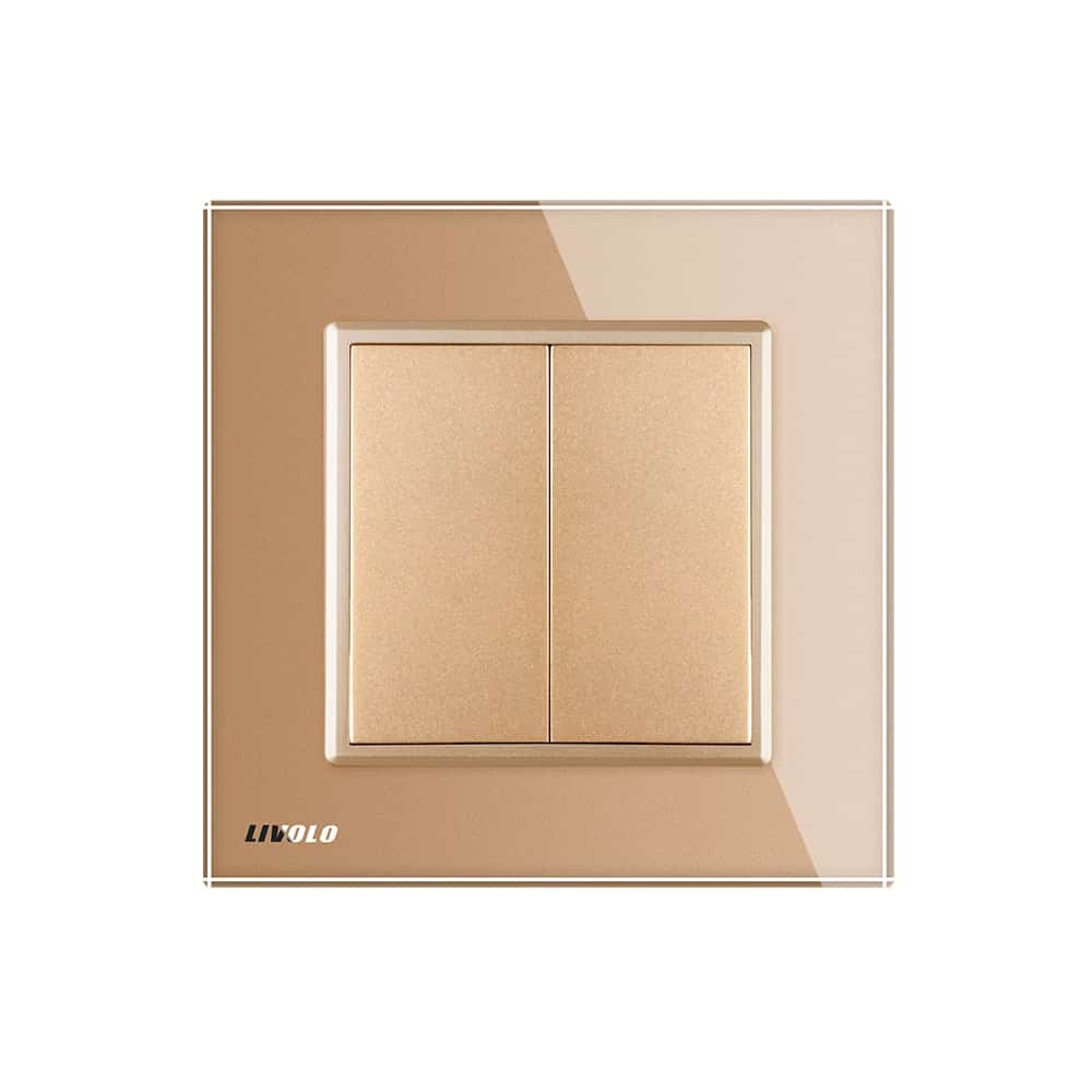 priza-goala-rama-aurie-livolo-panou-frontal.jpg Priza blank/goala Livolo cu rama din sticla, auriu, VL-C792K-13 - imagine 2
