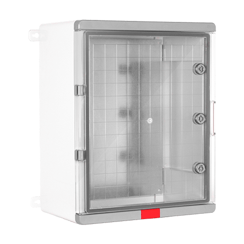 Cutie distributie IP67 din ABS gri, usa transparenta, placa metalica, 400x500x240 mm PS405024