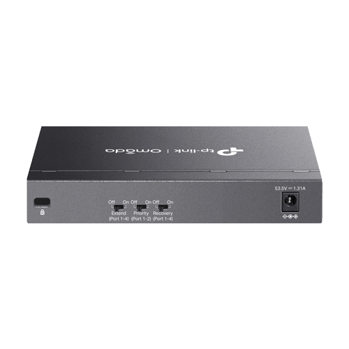 img32114large.png Switch 4 x RJ45 10/100 Mbps PoE, 2 x RJ45 10/100 Mbps, Buget PoE 67W, Unanaged - TP-Link Omada DS106P - imagine 2