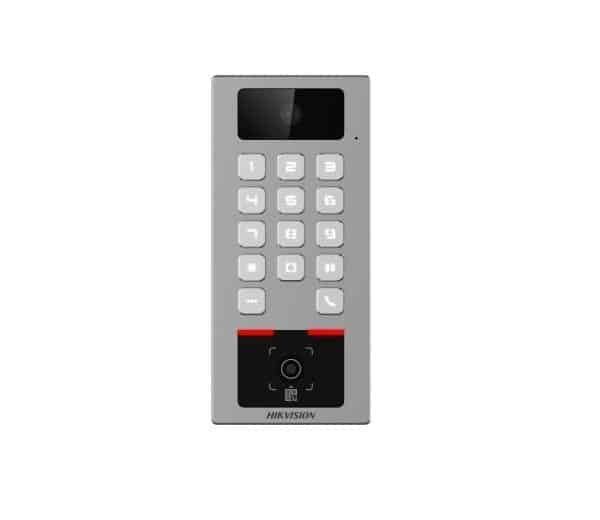 Terminal control acces si interfon cu tastatura si cititor card, code qr, rezolutie 2MP, Wi-Fi, RS485, Alarma - HIKVISION DS-K1T502DBWX-CQR