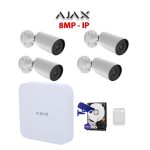 KIT 4 Camere video Plug&Play IP PoE 4K, 8MP, IR 30m, 2.8mm, NVR PoE, HDD 1TB, AJAX - KIT4CHAA-8MPA-WDT1