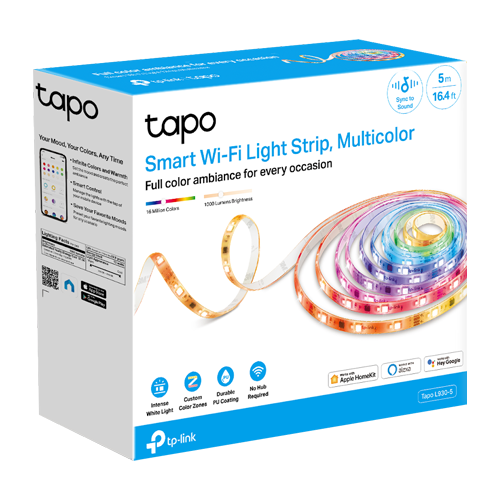 img34361large.png Banda LED RGBW inteligenta, 5 metri, Wi-Fi, control de la distanta - TP-LINK Tapo TapoL930-5 - imagine 2