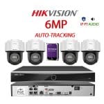 KIT 4 Camere video PT, Auto-Tracking, AcuSense IP PoE, 6MP, 2.8mm, Mic, Speaker, IR si ColorVu 30M, NVR PoE, HDD 1TB, HIKVISION - KIT4CHAHIPAPT-6A28WG-WDT1