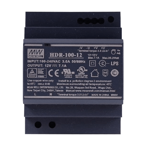 Sursa de alimentare in comutatie, 12V / 7.1A, sina DIN - MEAN WELL HDR-100-12
