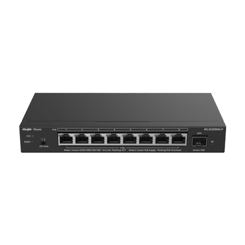 Switch 8 x RJ45 2.5G PoE, 1 x SFP+ 10G, Cloud Management - Ruijie Reyee RG-ES209MG-P