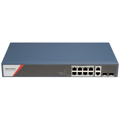 Switch 8 x RJ45 1G PoE 802.3af/at/bt, 2 x RJ45 1G, 2 x SFP 1G, Management - HIKVISION DS-3E1512HP-SI-8P2T2F