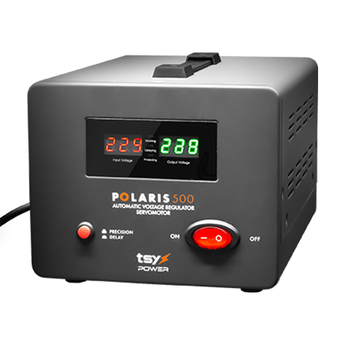 Regulator de tensiune cu servomotor, 500VA, tensiune la intrare 150-260V, delay 6-180s AVR-POLARIS-500VA