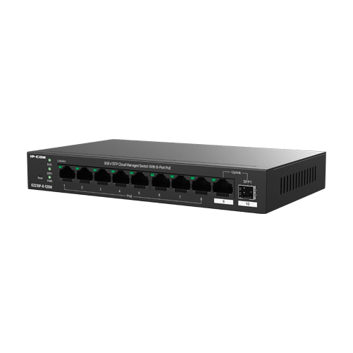 Switch 8 x RJ45 1G PoE, 1 x SFP 1G, 1 x RJ45 1G, 120W, Cloud Management - IP-COM G2210P-8-120W