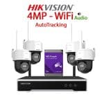 KIT 4 Camere video Wi-Fi IP PT, Auto-Tracking, 4MP, 2.8mm, Mic., Difuzor, IR 25m, WL 25m, NVR, HDD 1TB, HIKVISION – KIT4CHAHIPAPTWL-4A28WG-WDT1W