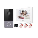 KIT videointerfon Smart pentru o familie, TCP/IP RJ45 + Wi-Fi 2.4Ghz, Card, Tag, monitor 7 inch alb, - HIKVISION DS-KIS603-P(W)