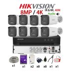 KIT 8 Camere video complet, 4K, 2.8mm, Dual Light 8MP, IR si WL 40m&40m, Audio, Microfon, DVR, HDD 1TB, Cablu UTP, HIKVISION - KIT8CHAZ40-WDZ1TB8A48UTP