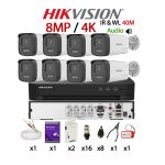KIT 8 Camere video complet, 4K, 2.8mm, Dual Light 8MP, IR si WL 40m&40m, Audio, Microfon, DVR, HDD 1TB, Cablu coaxial, HIKVISION - KIT8CHAZ40-WDZ1TB8A48